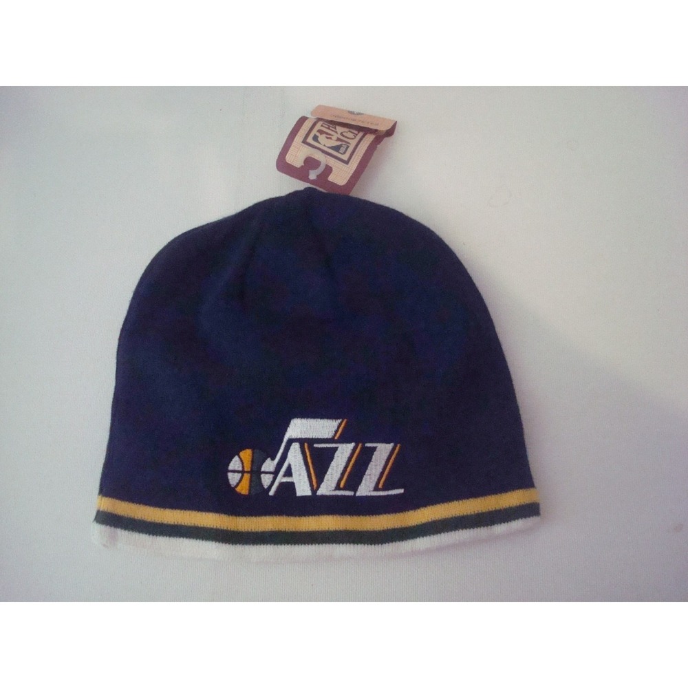 UTAH JAZZ BEANIE KNIT TOBOGGAN HAT CAP VINTAGE DEADSTOCK x2
